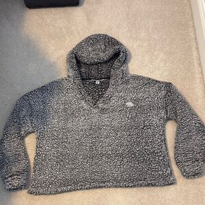 Port Authority XL black & white Sherpa fleece hoodie w/standing Buffalo 🦬 logo